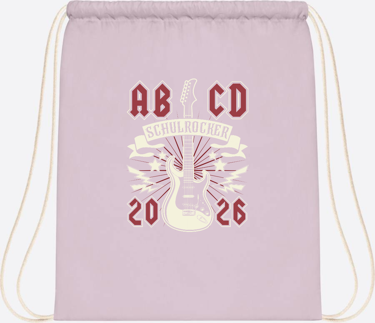 Turnbeutel ABCD Schulrocker – Personalisierbar zur Einschulung - Pastel Pink/White