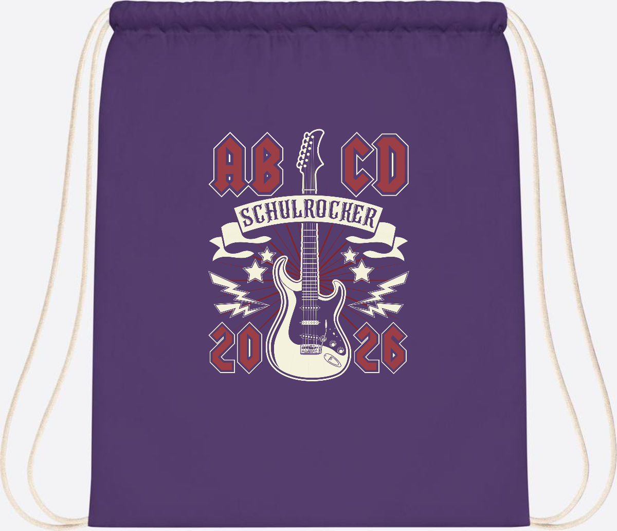 Turnbeutel ABCD Schulrocker – Personalisierbar zur Einschulung - Purple