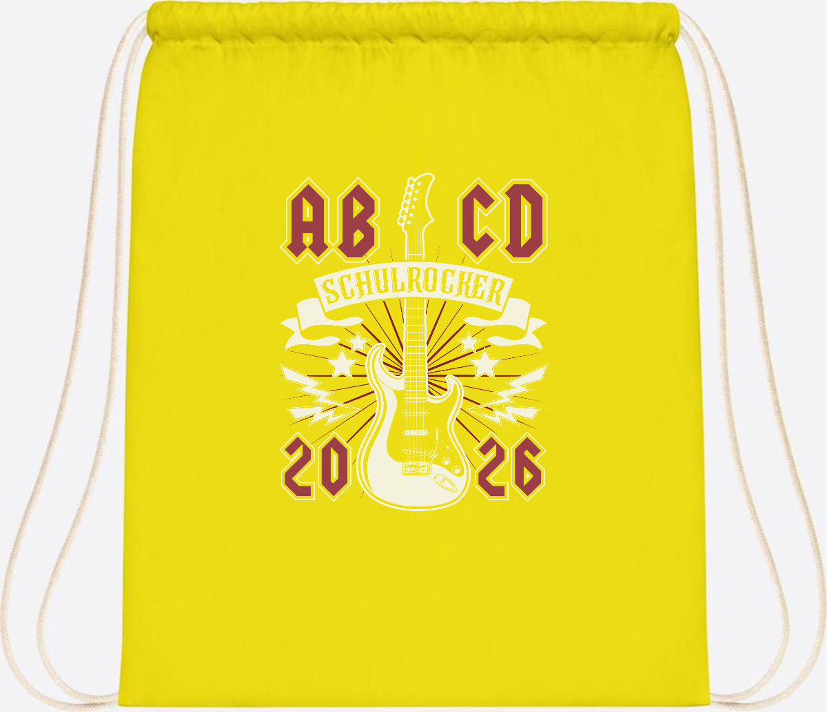 Turnbeutel ABCD Schulrocker – Personalisierbar zur Einschulung - Yellow