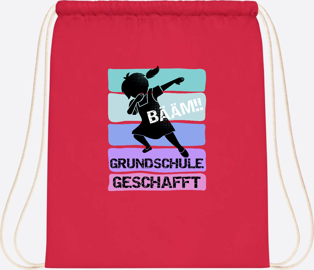 Turnbeutel Bääm! Grundschule geschafft Mädchen – Personalisiert - Bright Red