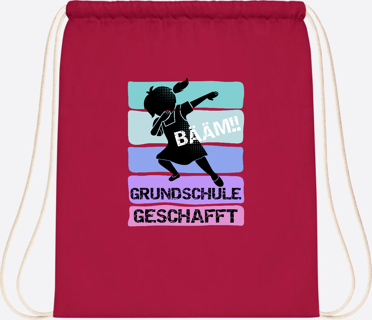 Turnbeutel Bääm! Grundschule geschafft Mädchen – Personalisiert - Classic Red