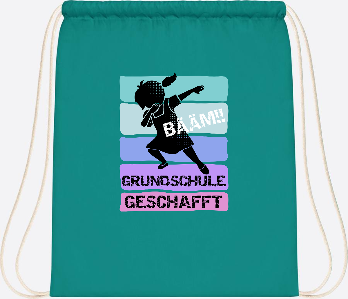 Turnbeutel Bääm! Grundschule geschafft Mädchen – Personalisiert - Emerald