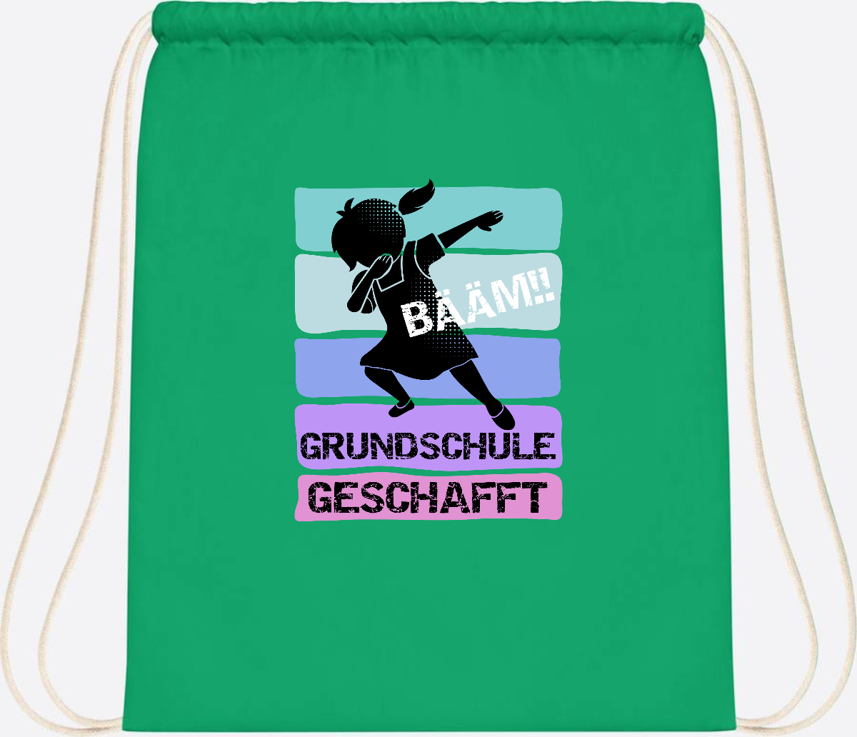 Turnbeutel Bääm! Grundschule geschafft Mädchen – Personalisiert - Kelly Green