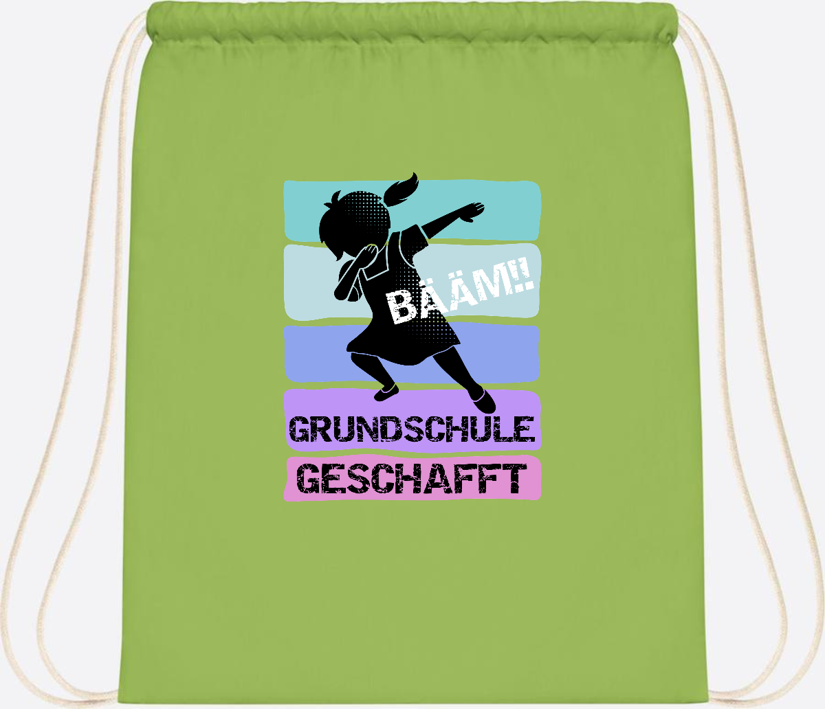 Turnbeutel Bääm! Grundschule geschafft Mädchen – Personalisiert - Lime Green