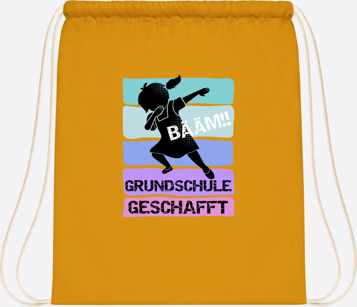 Turnbeutel Bääm! Grundschule geschafft Mädchen – Personalisiert - Mustard