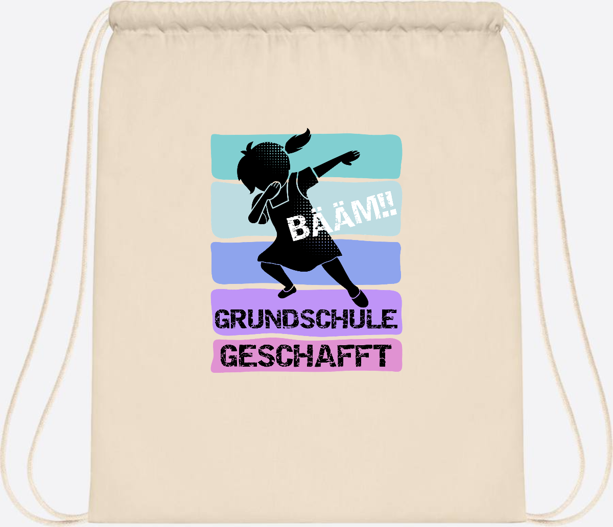 Turnbeutel Bääm! Grundschule geschafft Mädchen – Personalisiert - Natural