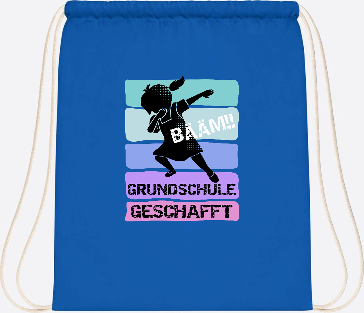 Turnbeutel Bääm! Grundschule geschafft Mädchen – Personalisiert - Sapphire Blue