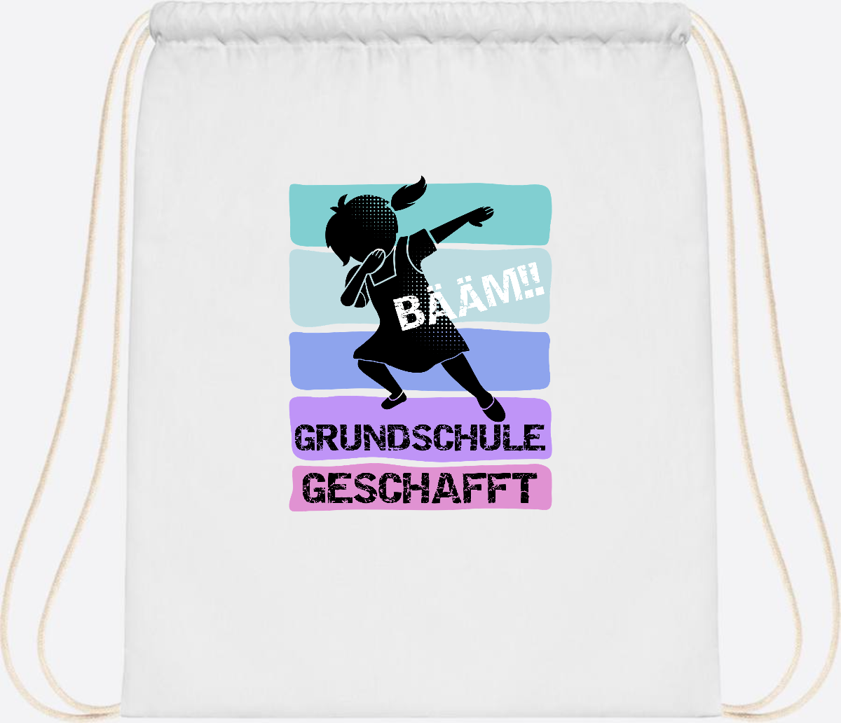 Turnbeutel Bääm! Grundschule geschafft Mädchen – Personalisiert - White