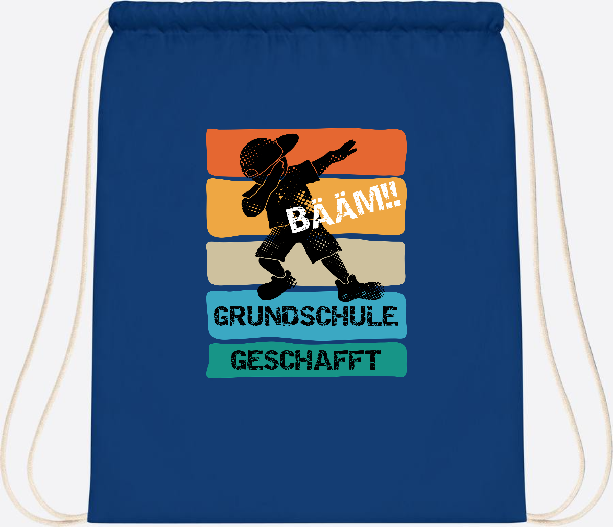 Turnbeutel "Bääm! Grundschule geschafft" mit Wunschname - Bright Royal