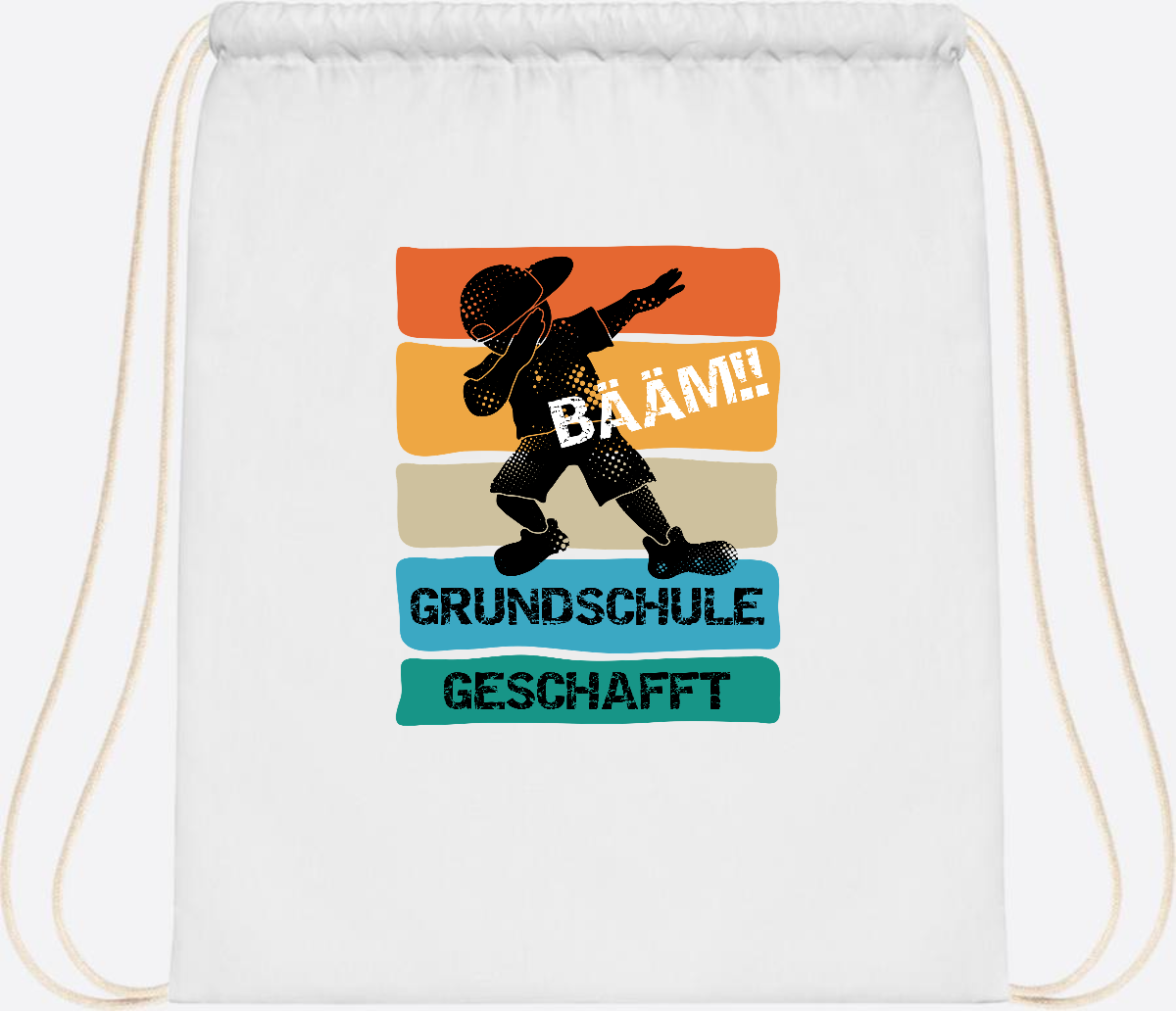 Turnbeutel "Bääm! Grundschule geschafft" mit Wunschname - White