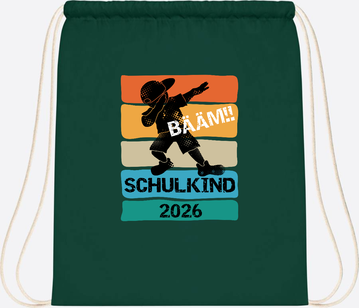 Turnbeutel Bääm! Schulkind 2026 – Geschenk zur Einschulung - Bottle Green