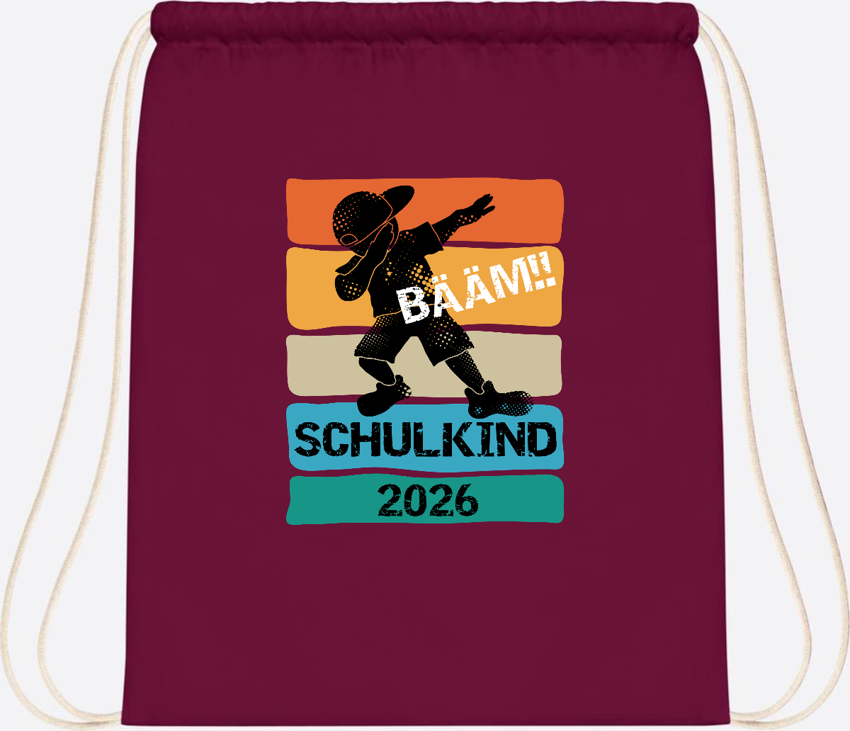 Turnbeutel Bääm! Schulkind 2026 – Geschenk zur Einschulung - Burgundy