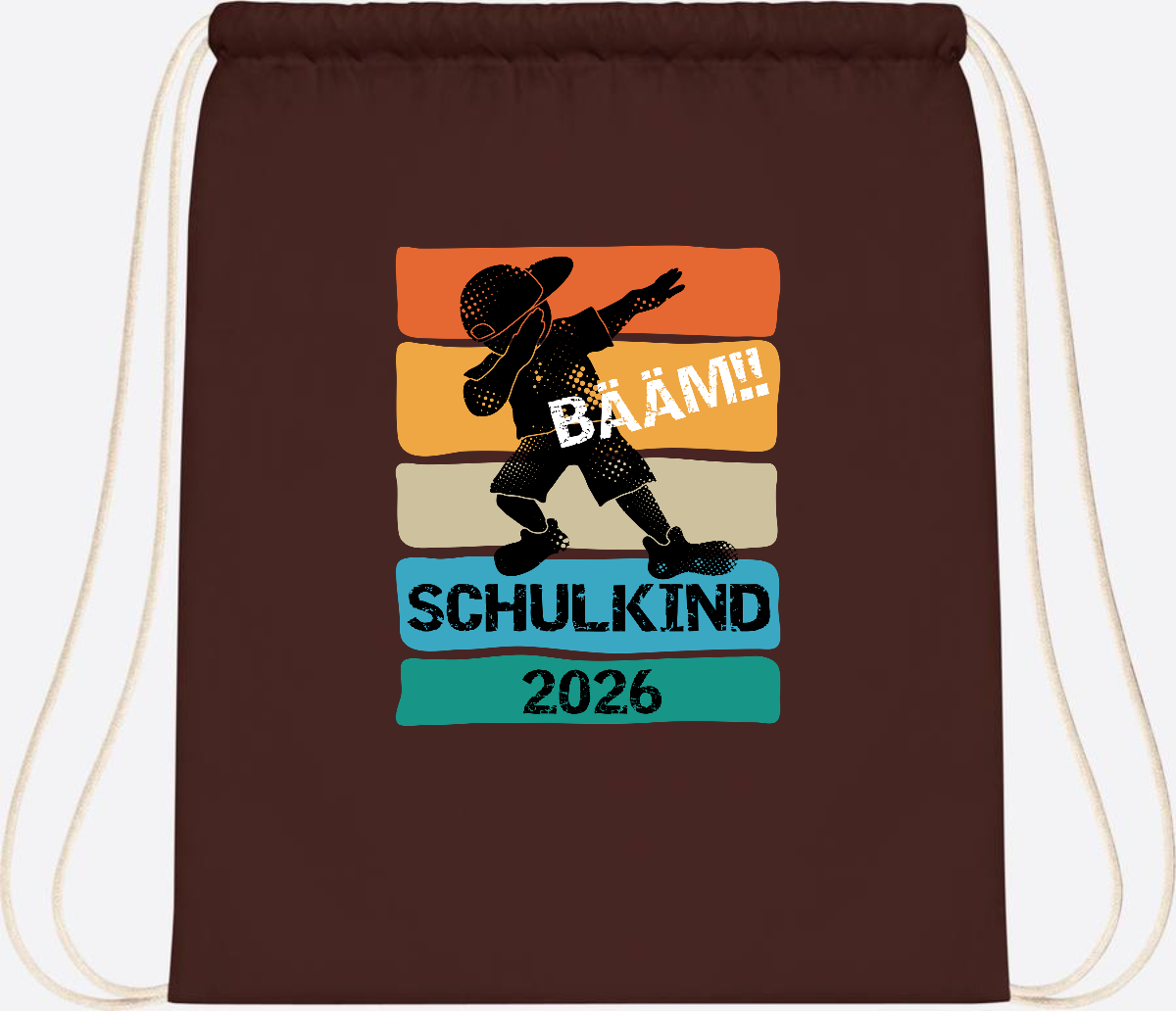 Turnbeutel Bääm! Schulkind 2026 – Geschenk zur Einschulung - Chocolate