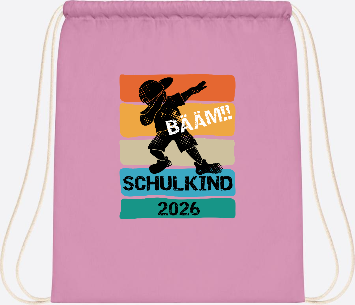 Turnbeutel Bääm! Schulkind 2026 – Geschenk zur Einschulung - Classic Pink/White