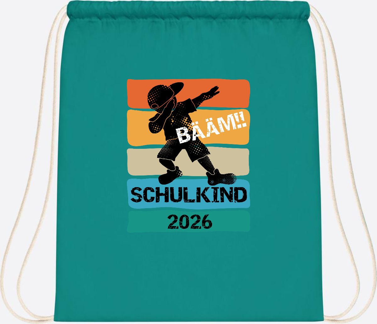 Turnbeutel Bääm! Schulkind 2026 – Geschenk zur Einschulung - Emerald