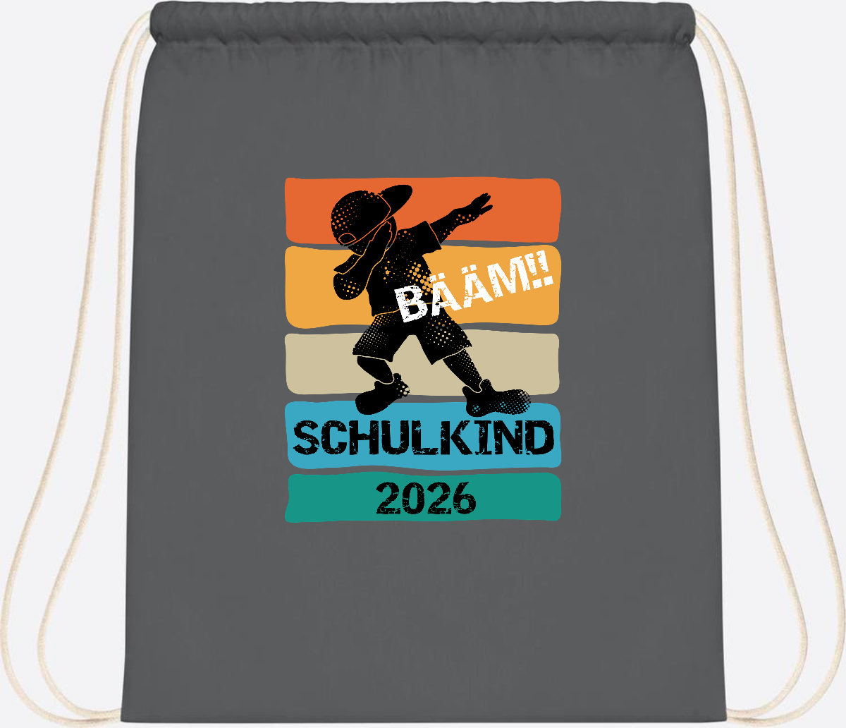 Turnbeutel Bääm! Schulkind 2026 – Geschenk zur Einschulung - Graphite Grey