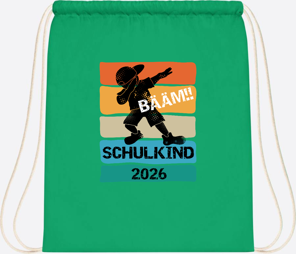 Turnbeutel Bääm! Schulkind 2026 – Geschenk zur Einschulung - Kelly Green