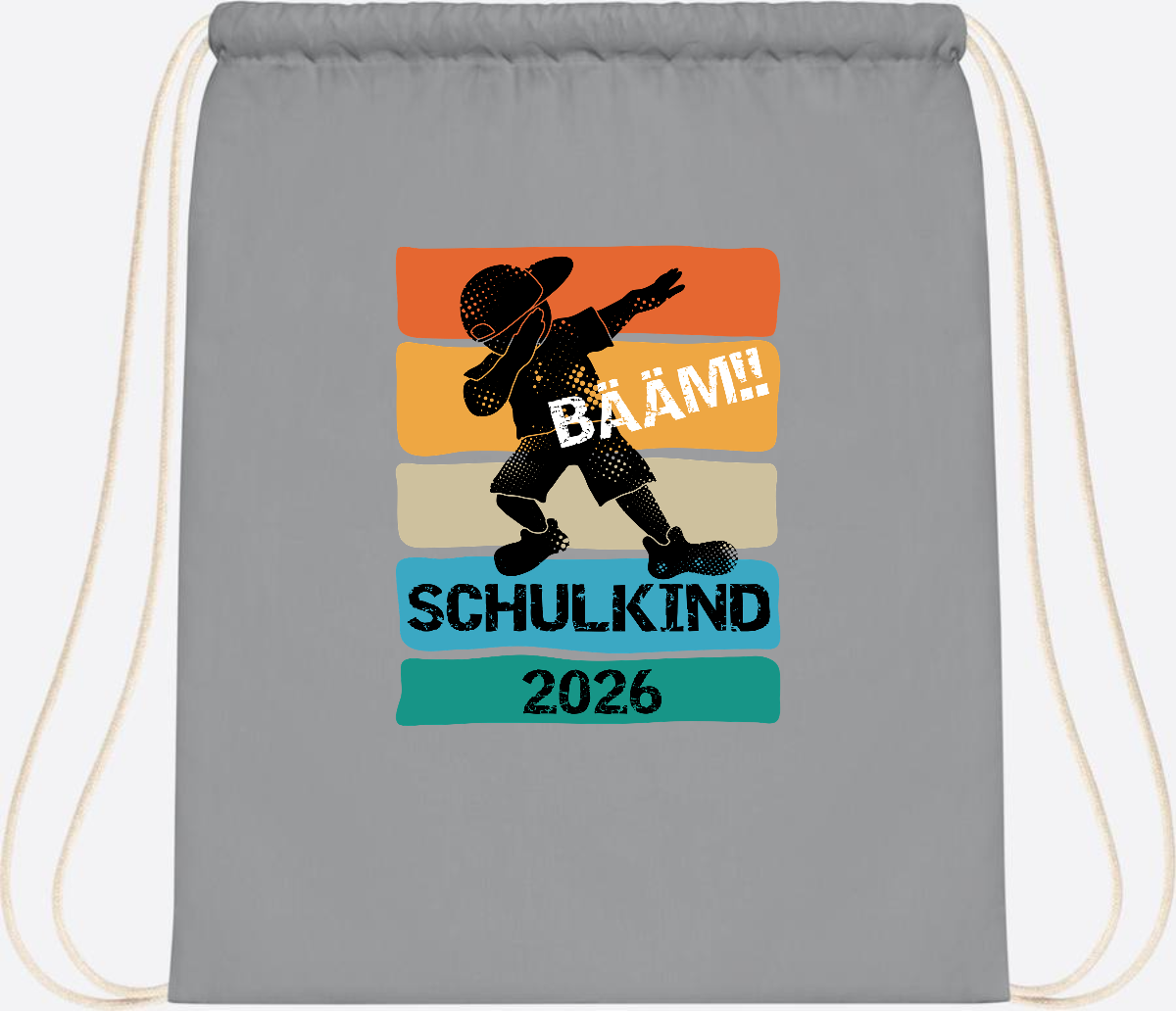 Turnbeutel Bääm! Schulkind 2026 – Geschenk zur Einschulung - Light Grey
