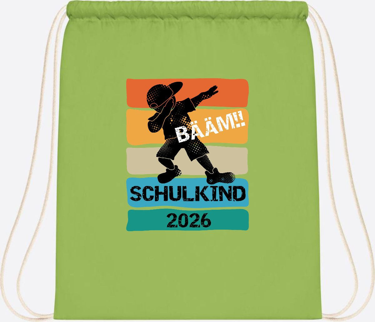 Turnbeutel Bääm! Schulkind 2026 – Geschenk zur Einschulung - Lime Green