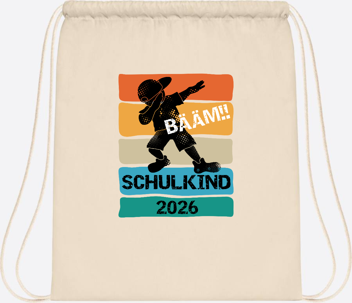 Turnbeutel Bääm! Schulkind 2026 – Geschenk zur Einschulung - Natural