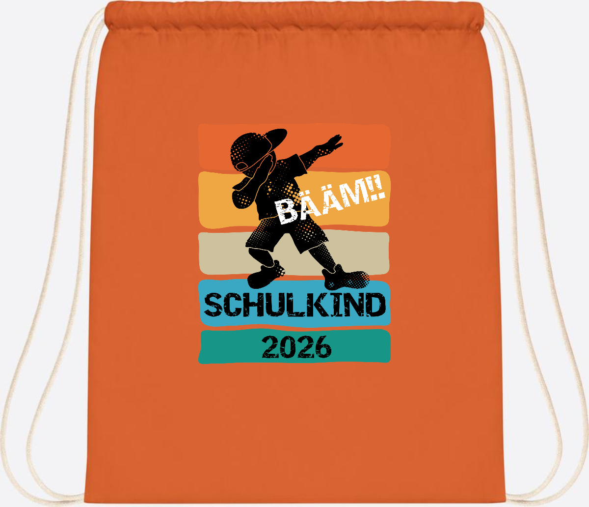 Turnbeutel Bääm! Schulkind 2026 – Geschenk zur Einschulung - Orange