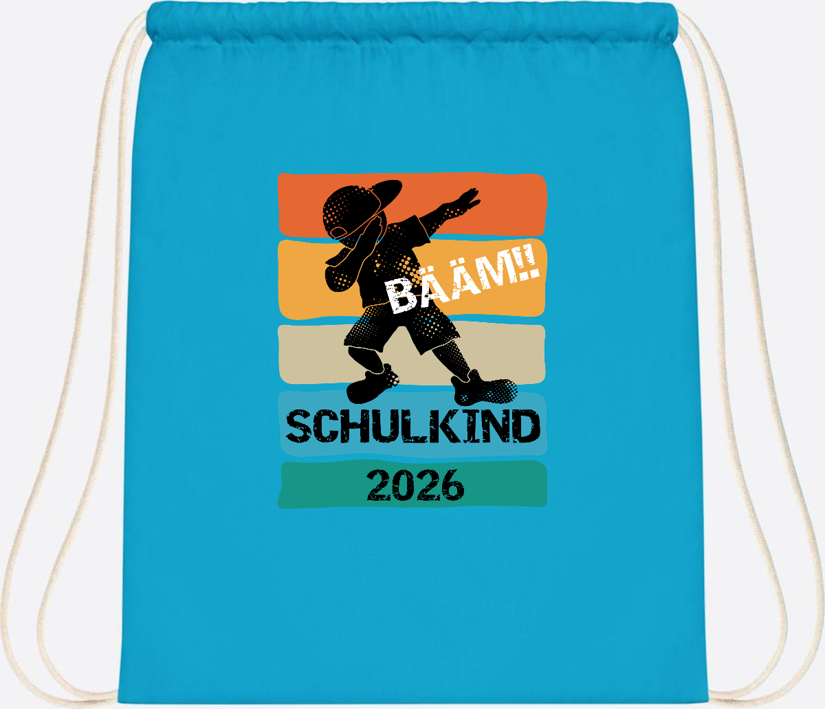Turnbeutel Bääm! Schulkind 2026 – Geschenk zur Einschulung - Surf Blue