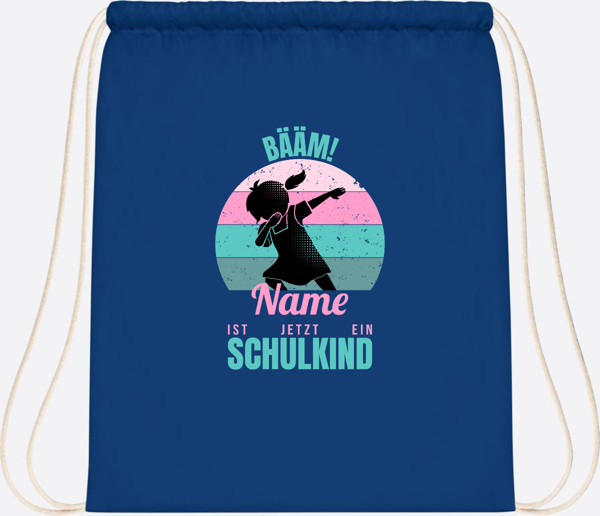 Turnbeutel BÄÄM Schulkind Mädchen – Personalisiert mit Name - Bright Royal