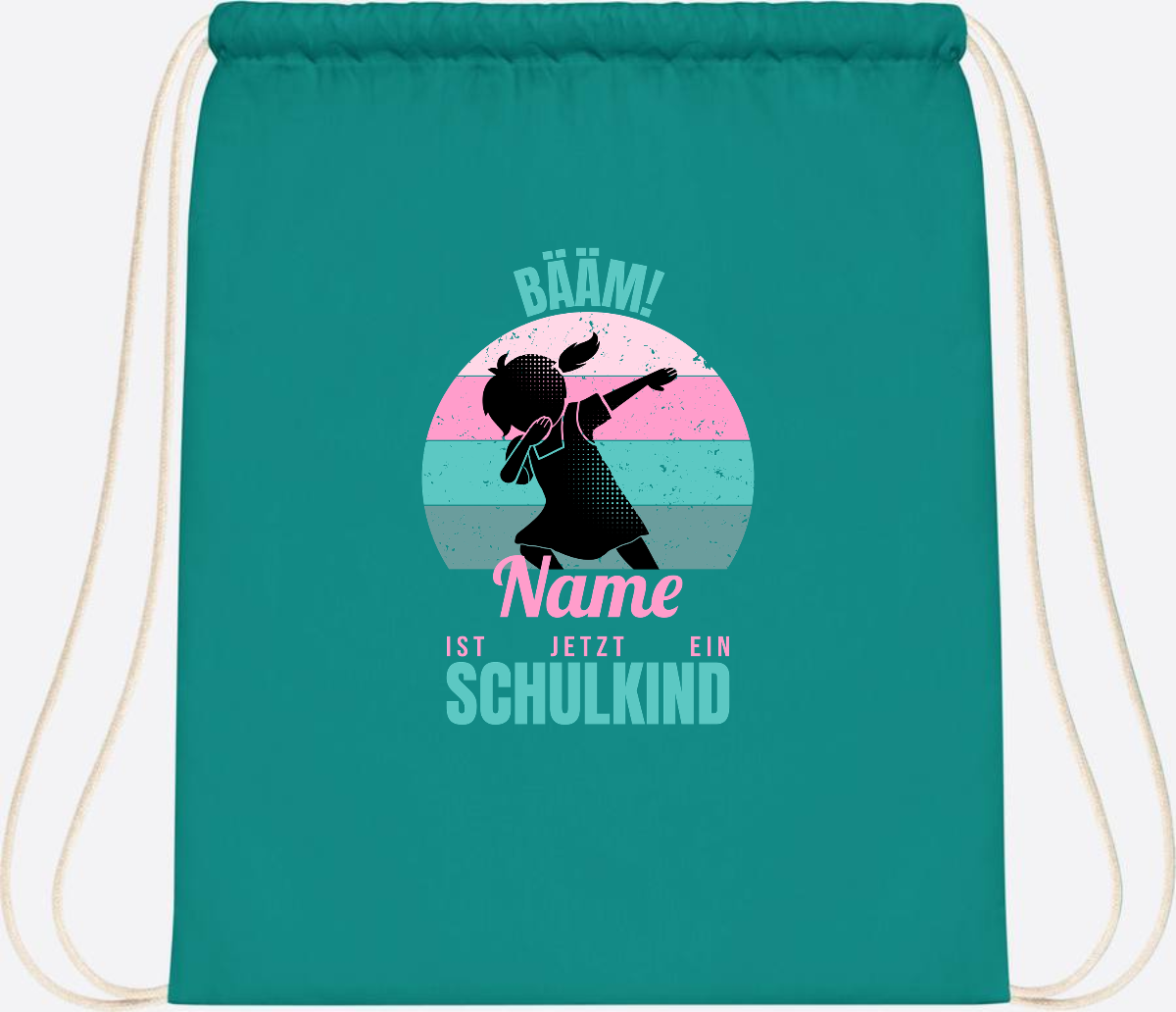 Turnbeutel BÄÄM Schulkind Mädchen – Personalisiert mit Name - Emerald