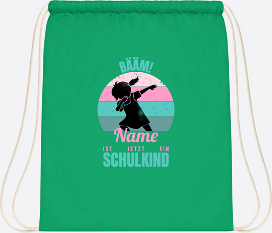 Turnbeutel BÄÄM Schulkind Mädchen – Personalisiert mit Name - Kelly Green