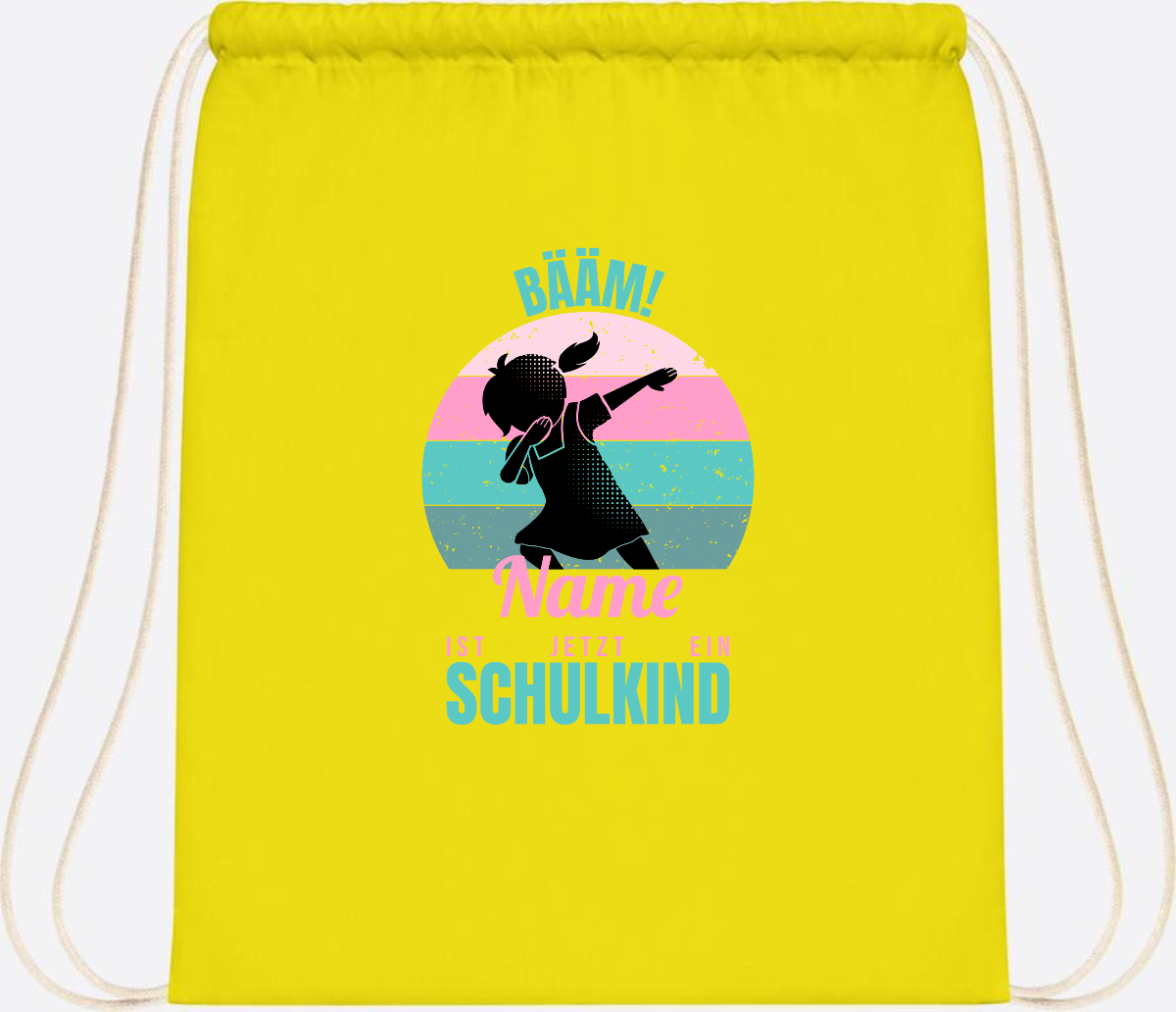 Turnbeutel BÄÄM Schulkind Mädchen – Personalisiert mit Name - Yellow