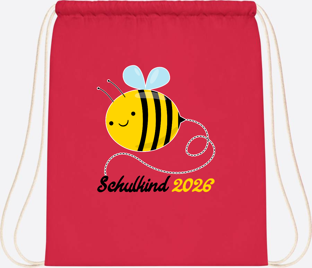 Turnbeutel Biene Schulkind 2026 – Geschenk zur Einschulung - Bright Red