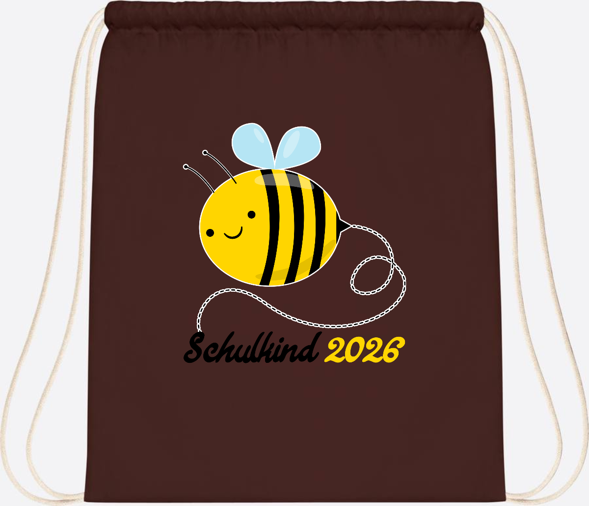 Turnbeutel Biene Schulkind 2026 – Geschenk zur Einschulung - Chocolate
