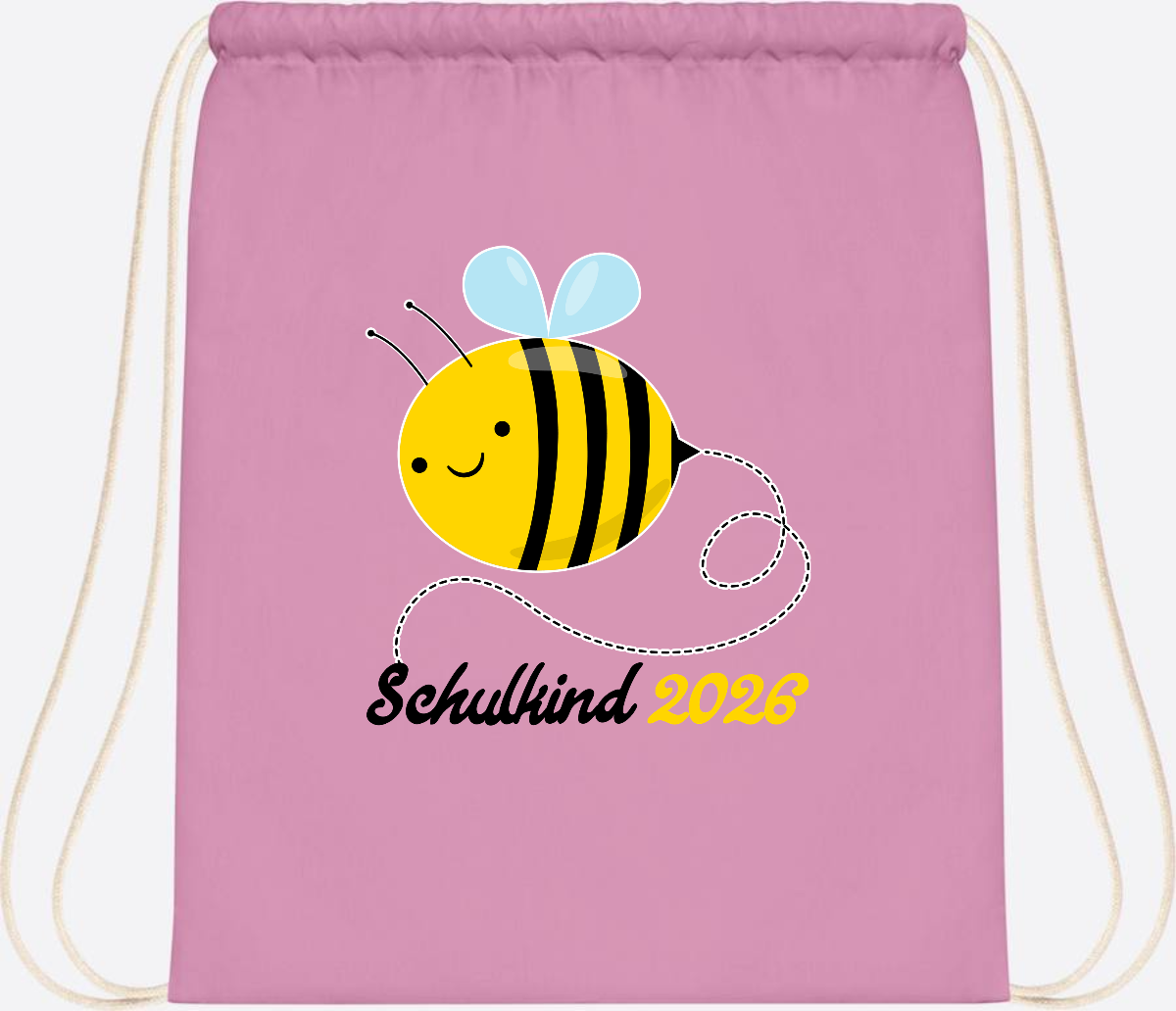 Turnbeutel Biene Schulkind 2026 – Geschenk zur Einschulung - Classic Pink/White