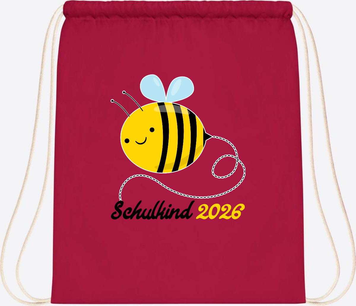 Turnbeutel Biene Schulkind 2026 – Geschenk zur Einschulung - Classic Red