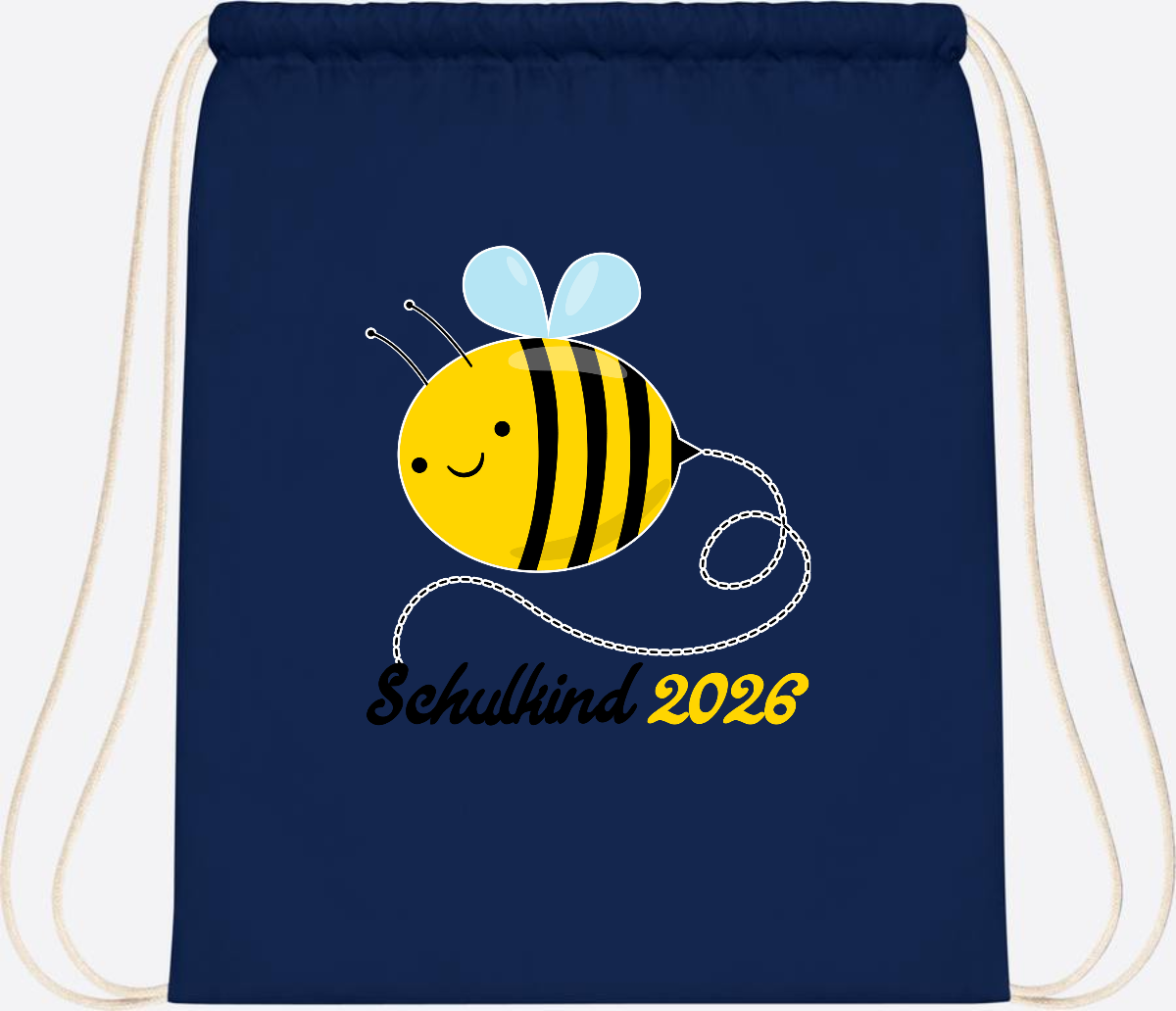 Turnbeutel Biene Schulkind 2026 – Geschenk zur Einschulung - French Navy