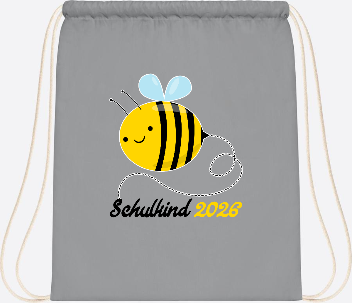Turnbeutel Biene Schulkind 2026 – Geschenk zur Einschulung - Light Grey