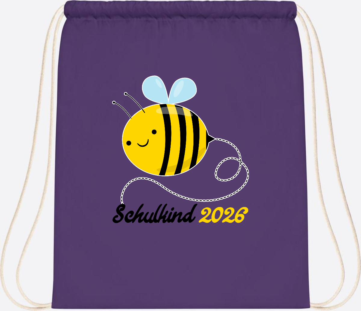 Turnbeutel Biene Schulkind 2026 – Geschenk zur Einschulung - Purple