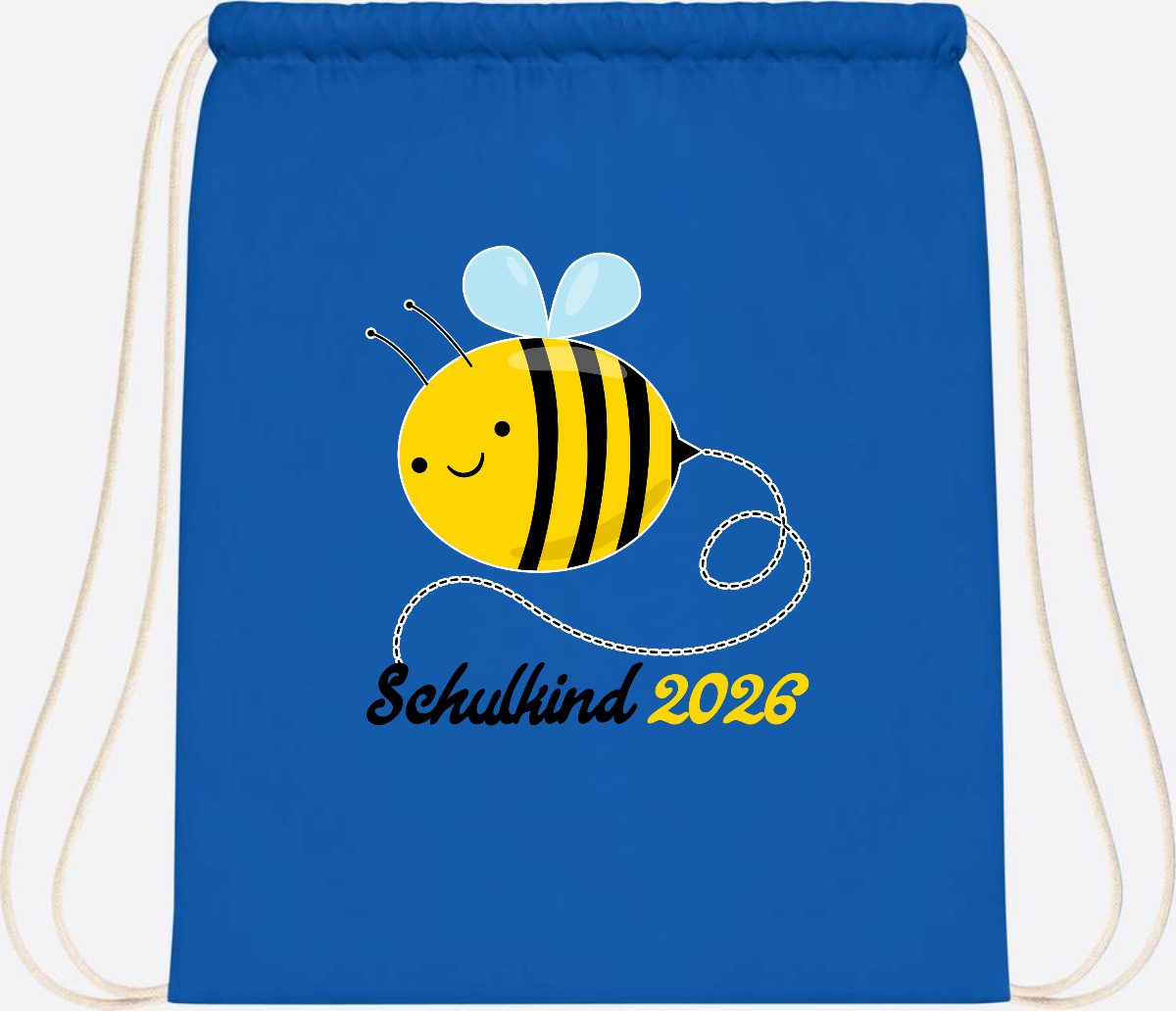Turnbeutel Biene Schulkind 2026 – Geschenk zur Einschulung - Sapphire Blue