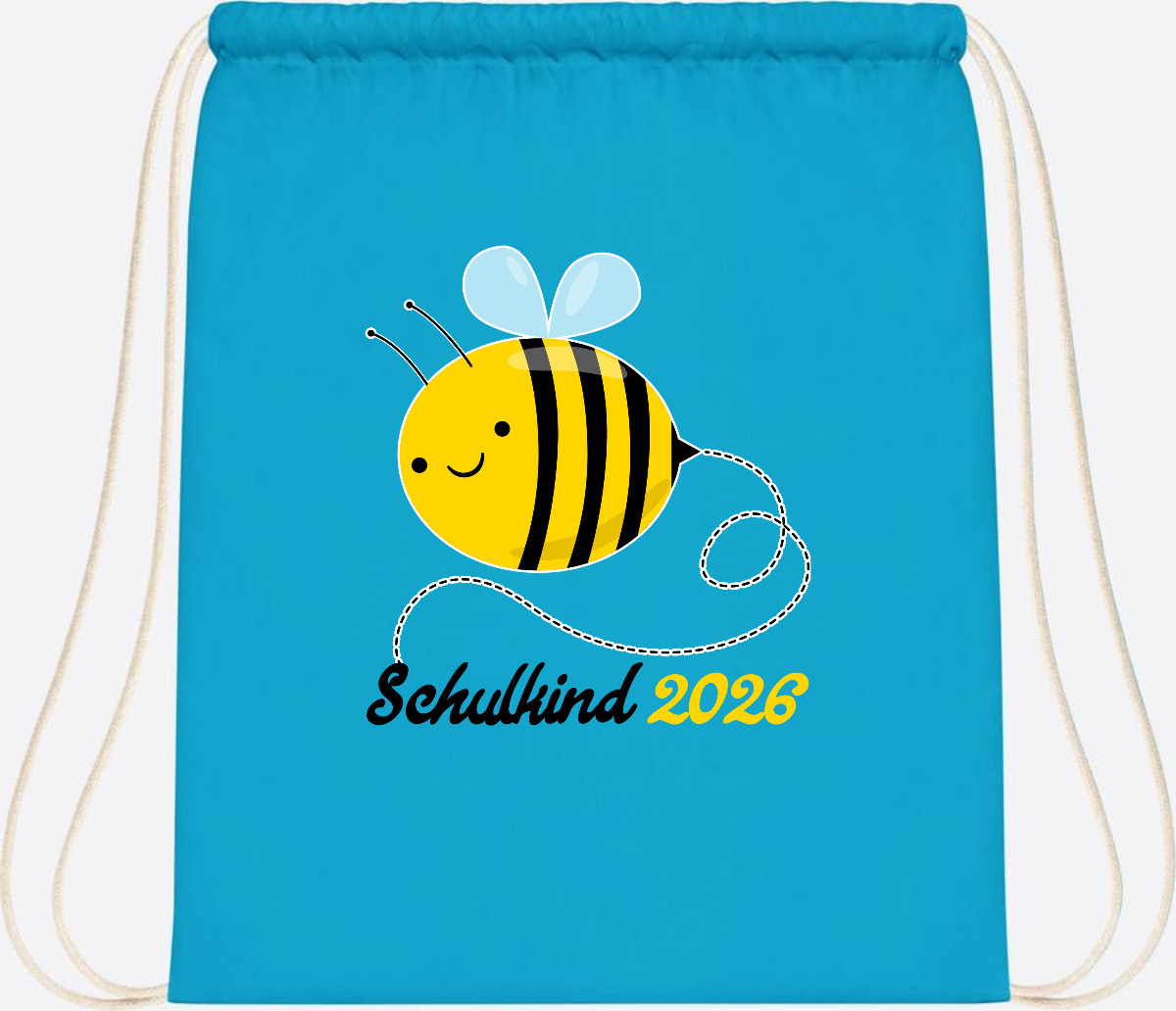 Turnbeutel Biene Schulkind 2026 – Geschenk zur Einschulung - Surf Blue