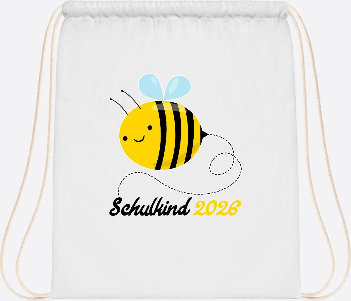 Turnbeutel Biene Schulkind 2026 – Geschenk zur Einschulung - White