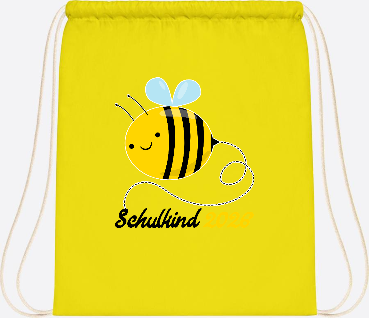 Turnbeutel Biene Schulkind 2026 – Geschenk zur Einschulung - Yellow