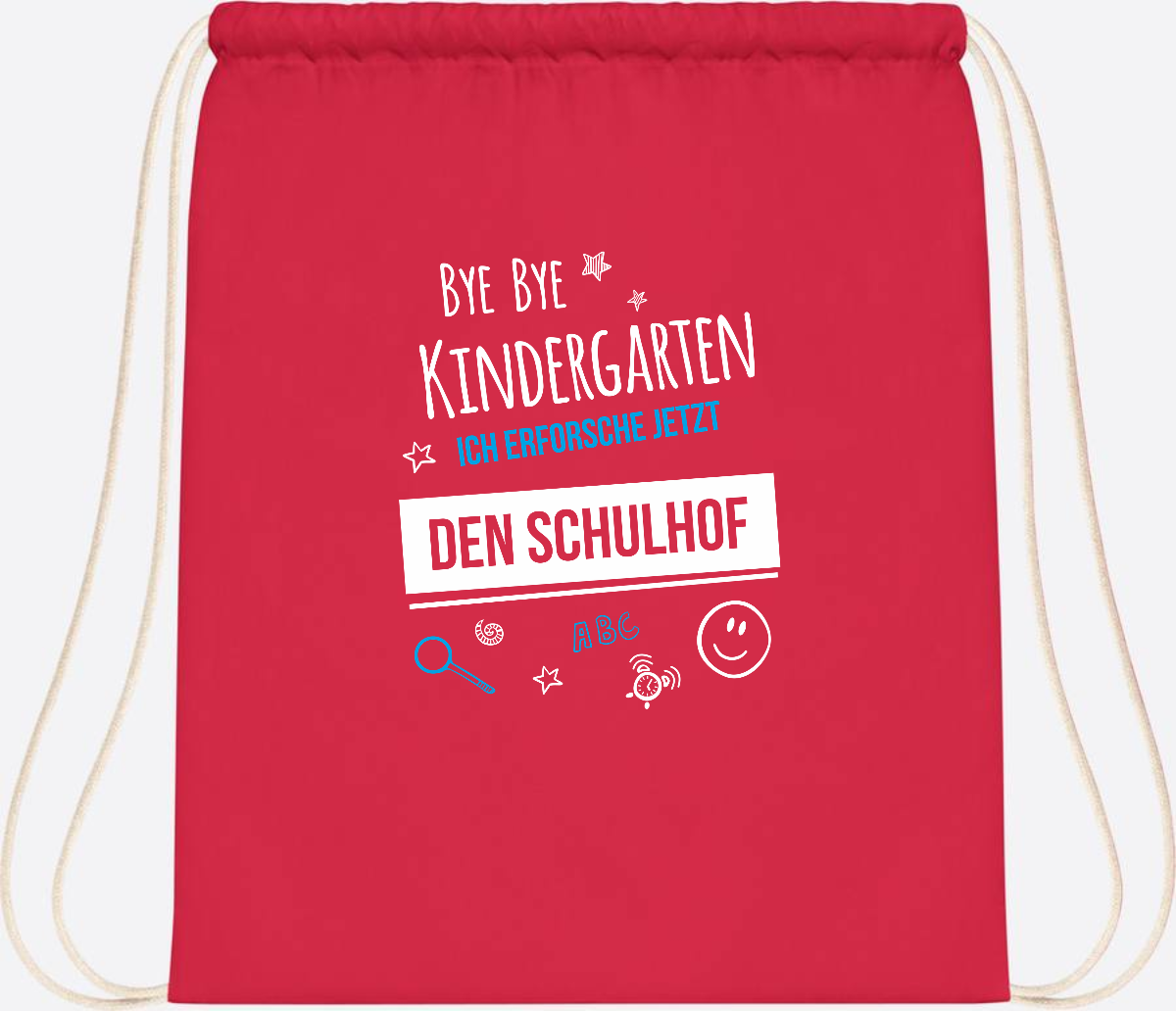 Turnbeutel Bye Bye Kindergarten – Geschenk zur Einschulung - Bright Red