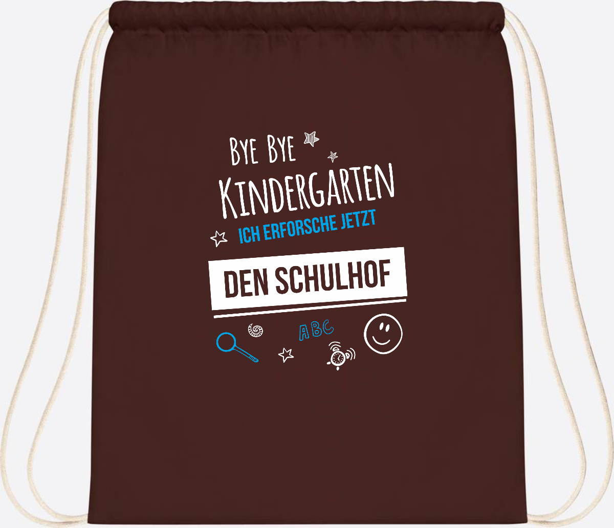 Turnbeutel Bye Bye Kindergarten – Geschenk zur Einschulung - Chocolate