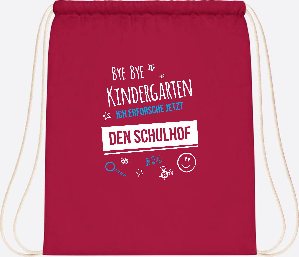 Turnbeutel Bye Bye Kindergarten – Geschenk zur Einschulung - Classic Red