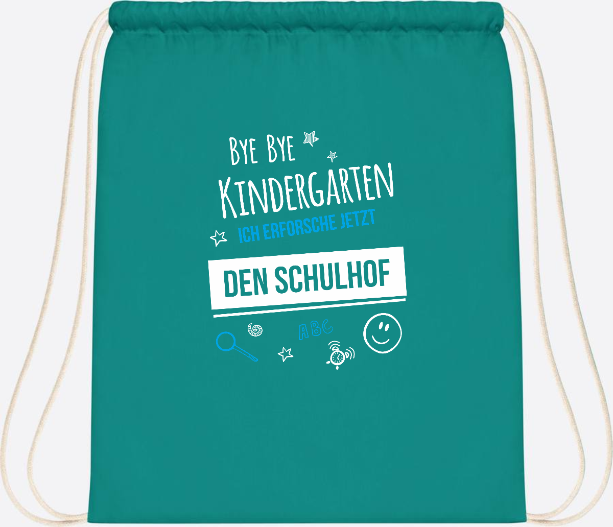 Turnbeutel Bye Bye Kindergarten – Geschenk zur Einschulung - Emerald