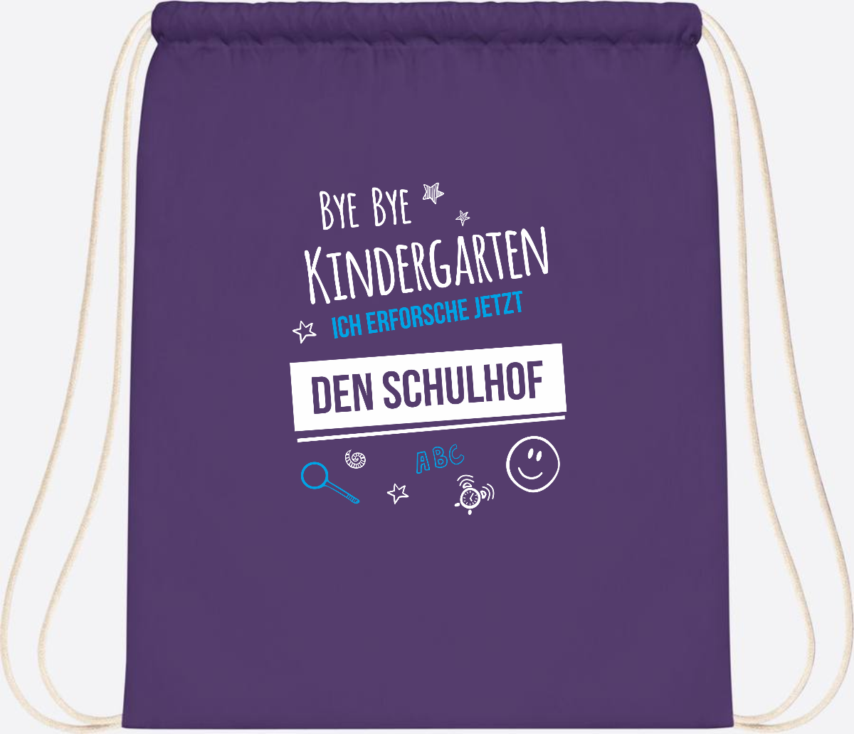 Turnbeutel Bye Bye Kindergarten – Geschenk zur Einschulung - Purple