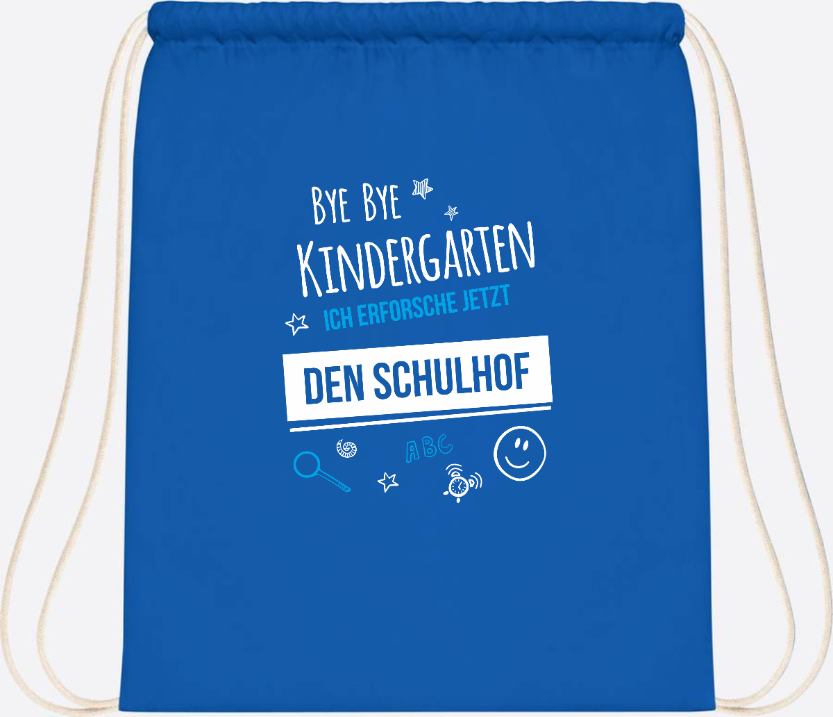 Turnbeutel Bye Bye Kindergarten – Geschenk zur Einschulung - Sapphire Blue