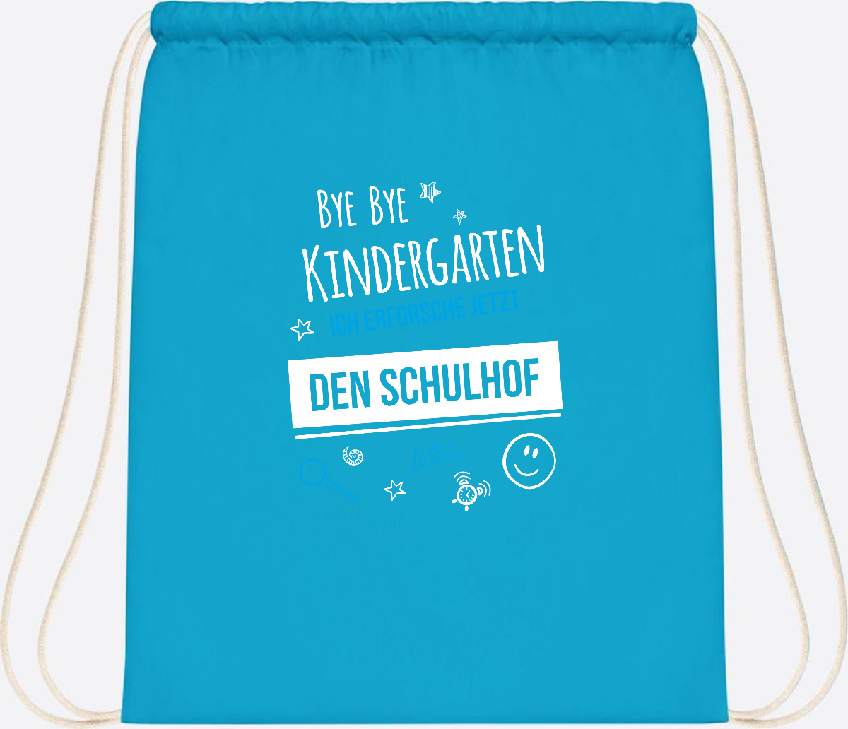 Turnbeutel Bye Bye Kindergarten – Geschenk zur Einschulung - Surf Blue