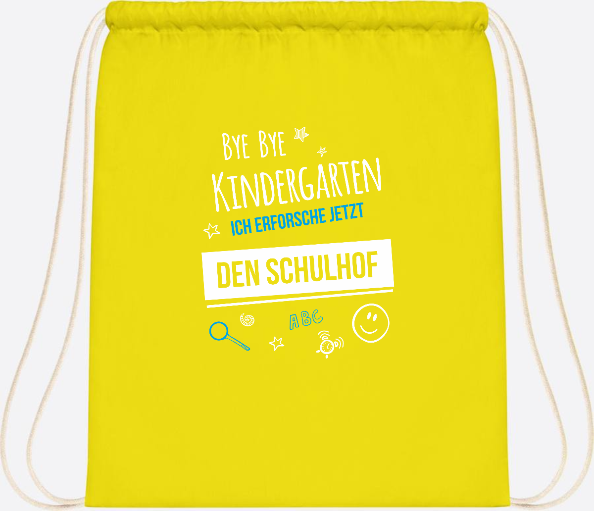 Turnbeutel Bye Bye Kindergarten – Geschenk zur Einschulung - Yellow