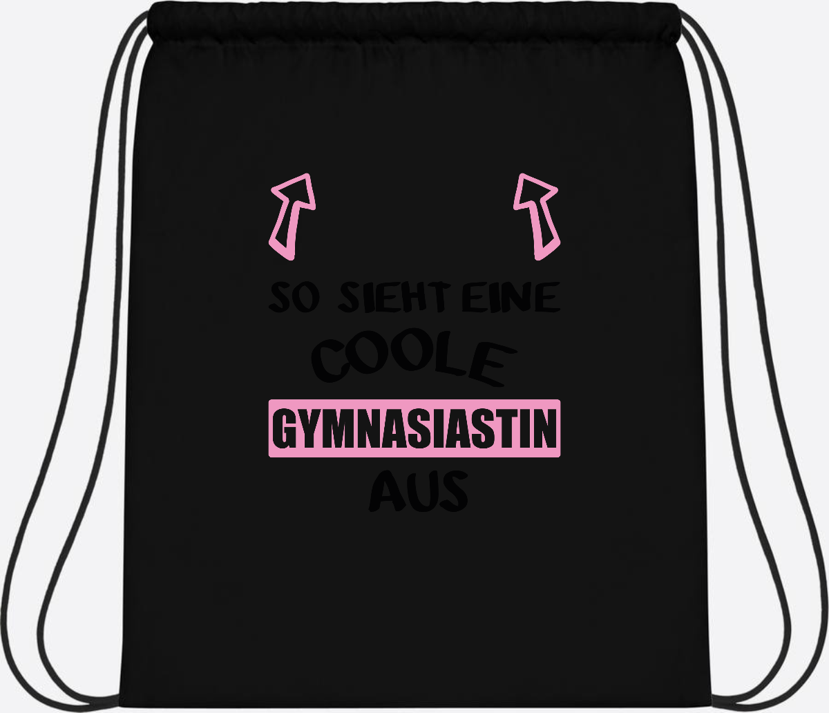 Turnbeutel Coole Gymnasiastin – Personalisiert mit Namen - Black/Black